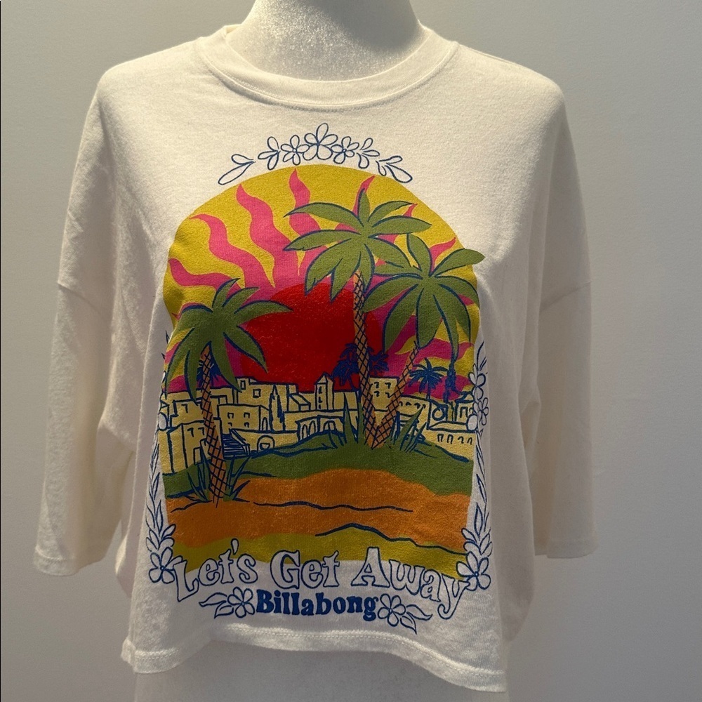 Billabong White Tee with Vibrant Graphic